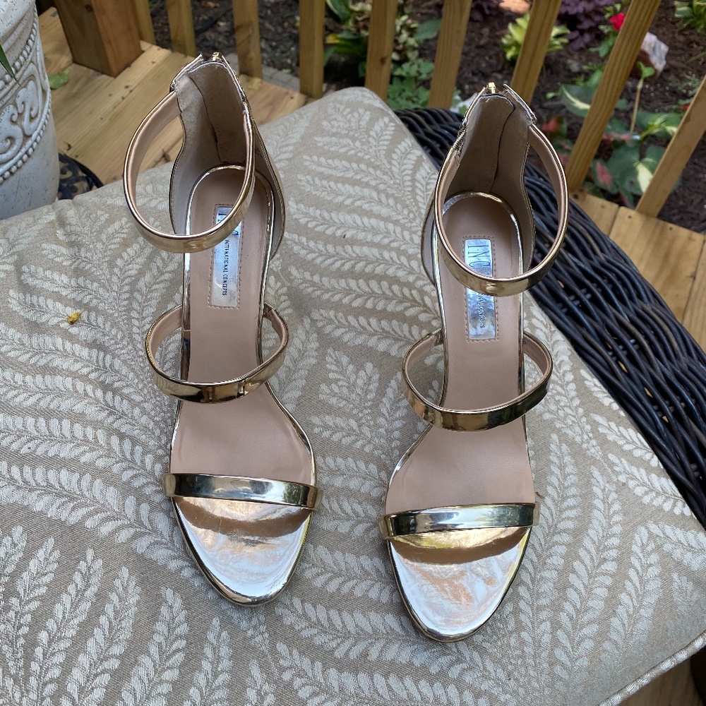 INC Sadiee Strappy Gold Dress Sandals  Size 9.5